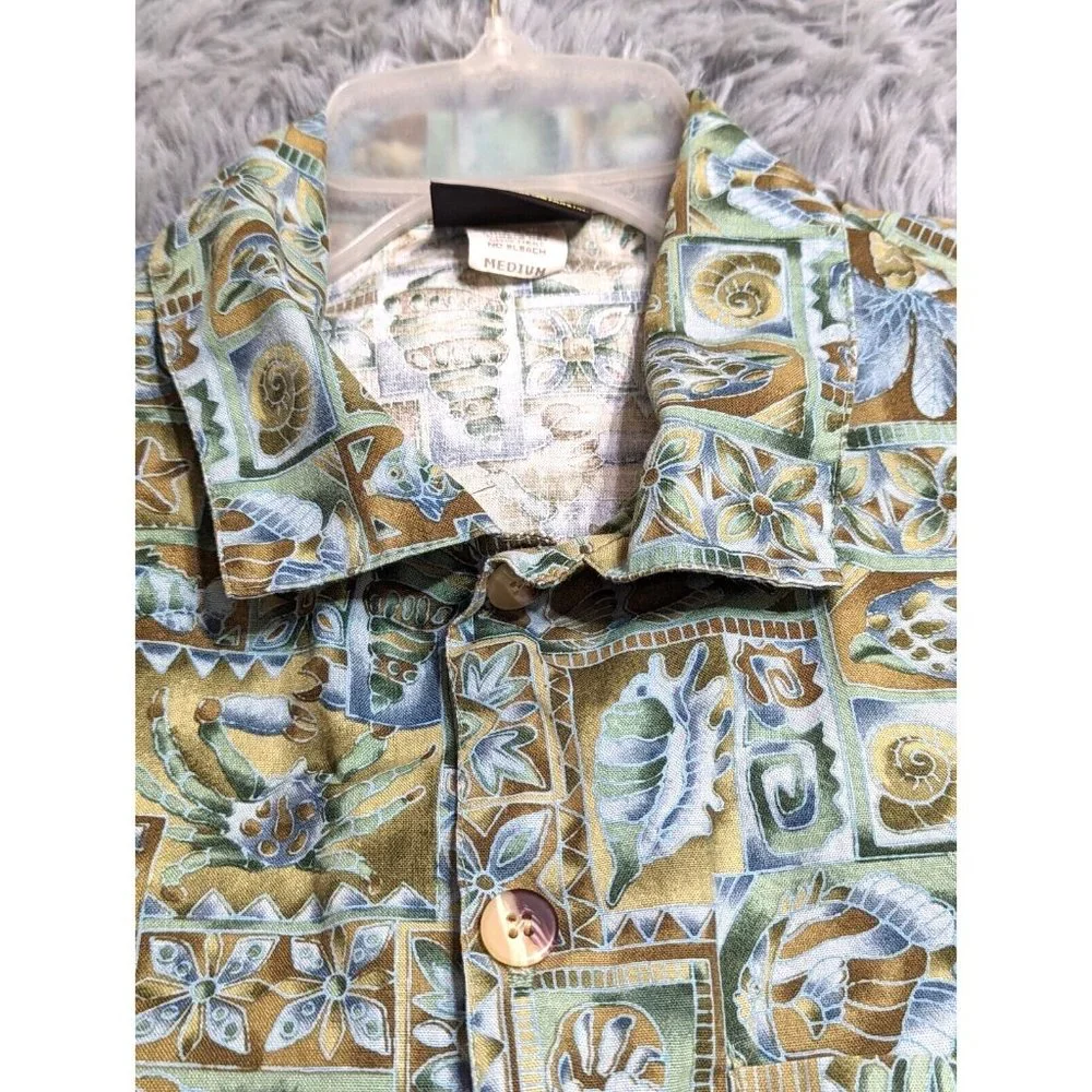 Vintage 90s Toucan Dance Hawaiian Button Shirt Mens Size Medium Colorful Outdoor
